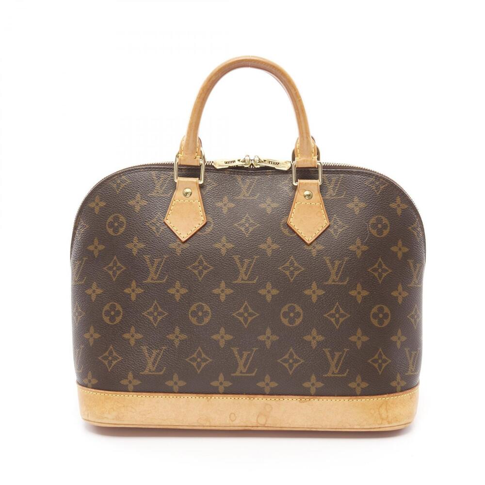 Louis Vuitton Alma Top Handle Bag Canvas Leather Monogram Brown